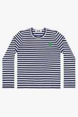 Selectshop FRAME - COMME DES GARCONS PLAY Green Heart Blue Stripes Longsleeve T-Shirt Dubai