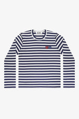 Selectshop FRAME - COMME DES GARCONS PLAY Double Heart Blue Stripes Longsleeve T-Shirt Dubai