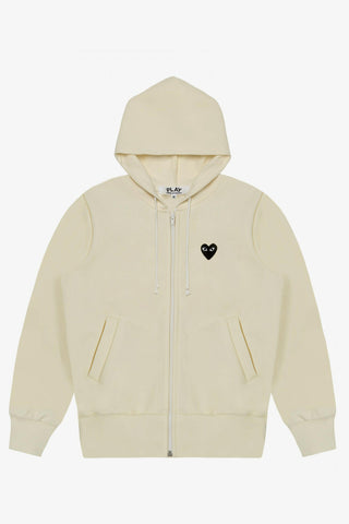 Heart Zip Hoodie with Black Heart Back (Neutral)