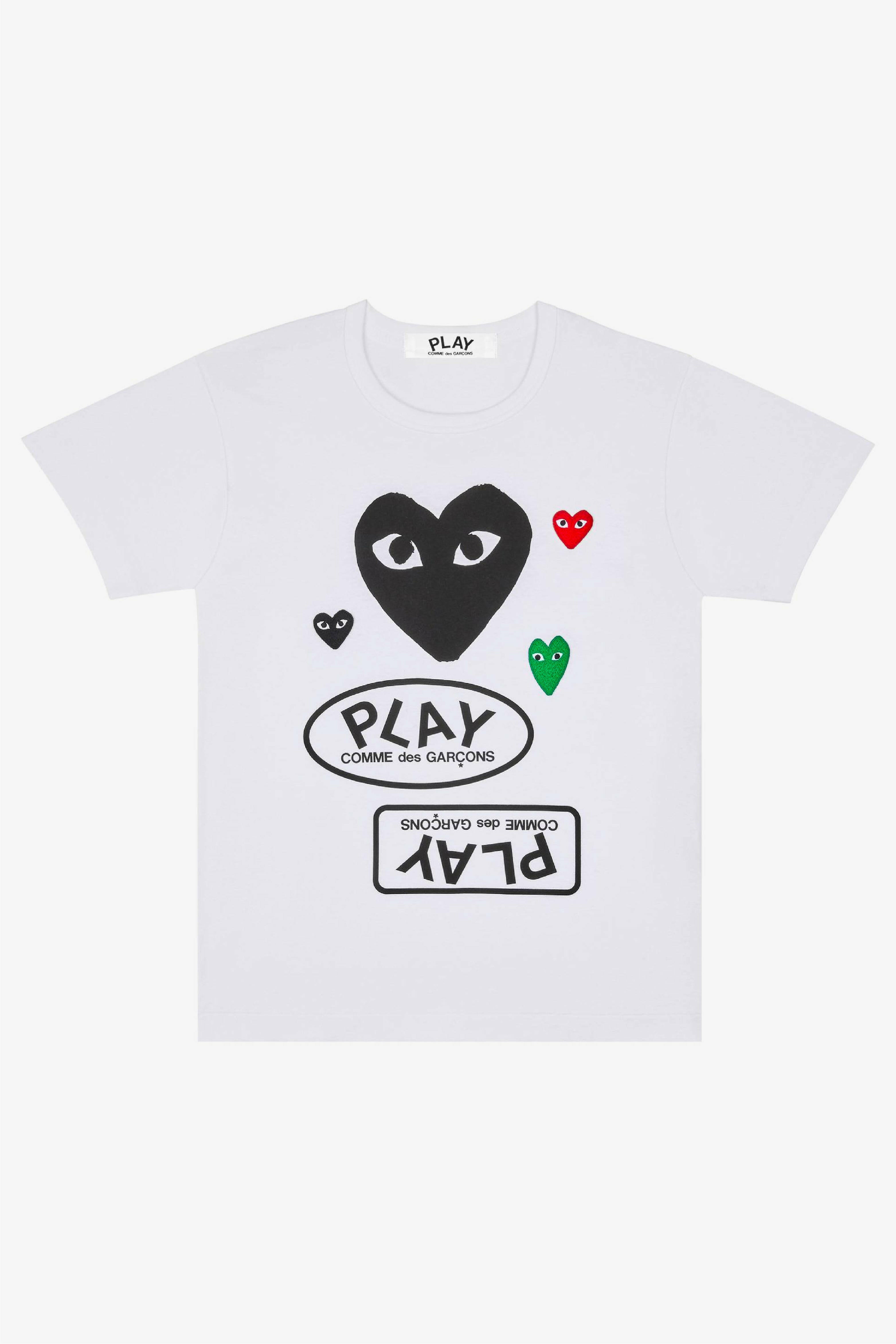 Selectshop FRAME - COMME DES GARCONS PLAY تي شيرتات بشعار الشعار الأسود PLAY قلوب متعددة تي شيرتات بشعار أسود دبي