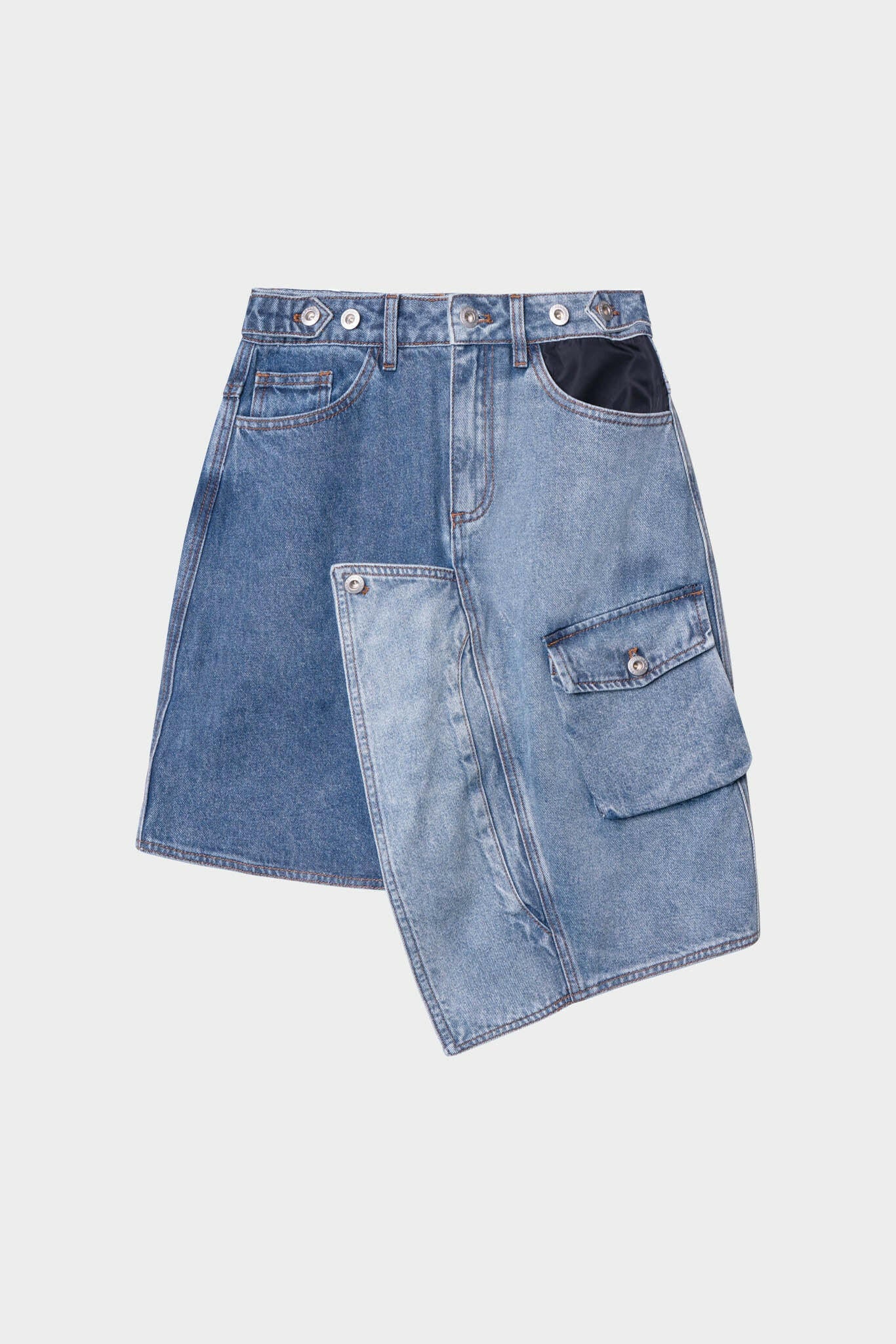 Selectshop FRAME - FENG CHEN WANG Deconstructed Denim Skirt Bottoms Dubai