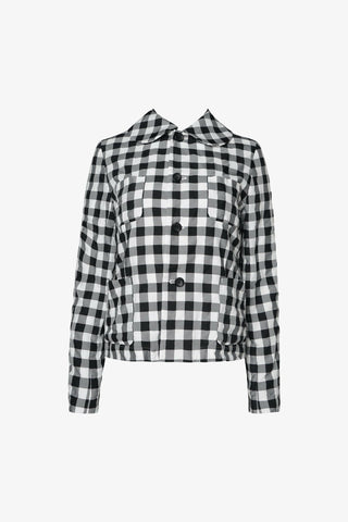 Gingham Check Pattern Peter-Pan Collar Blazer