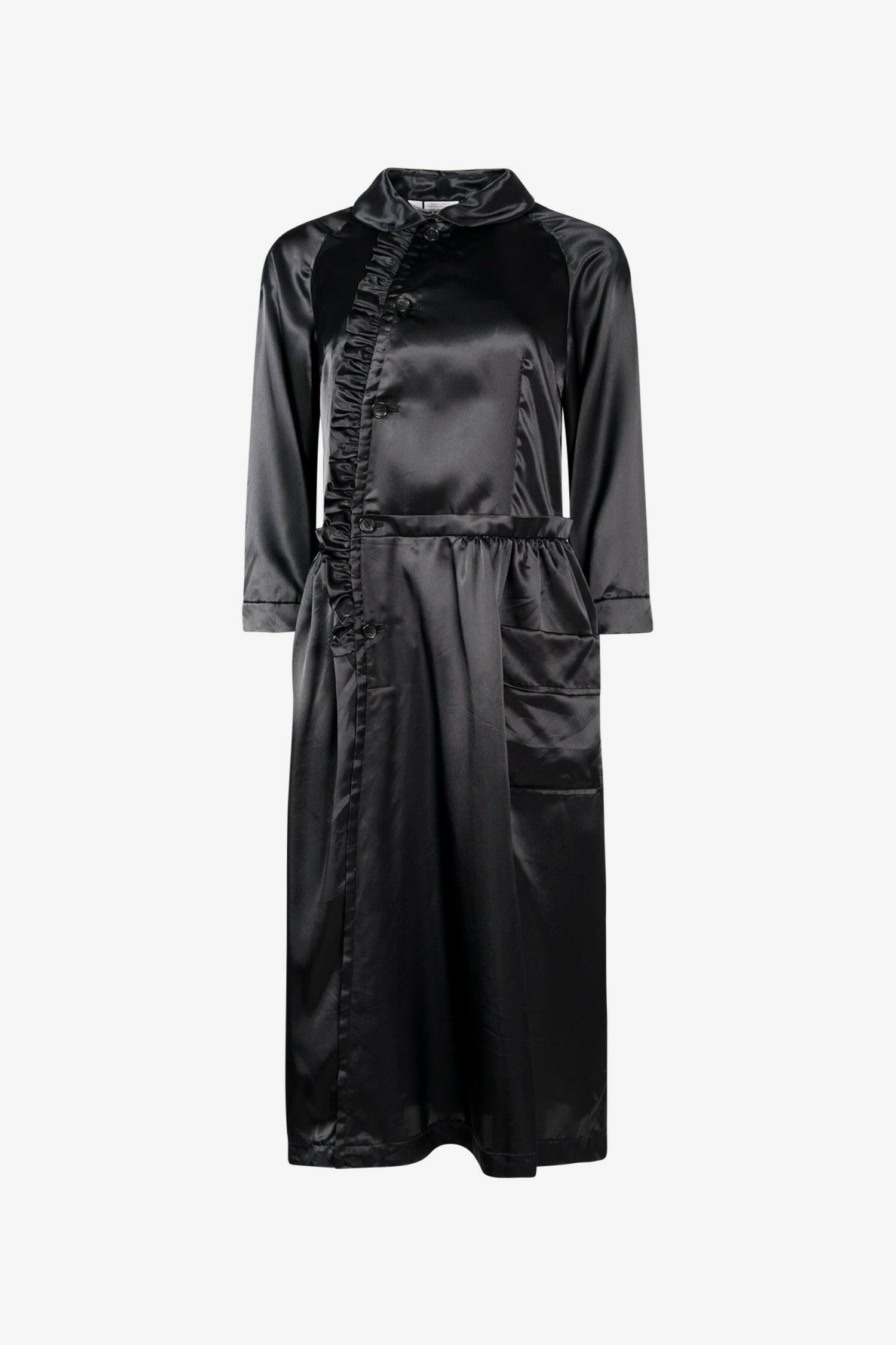 Selectshop FRAME - COMME DES GARÇONS COMME DES GARÇONS Satin Ruffled Botton Dress Dresses Dubai