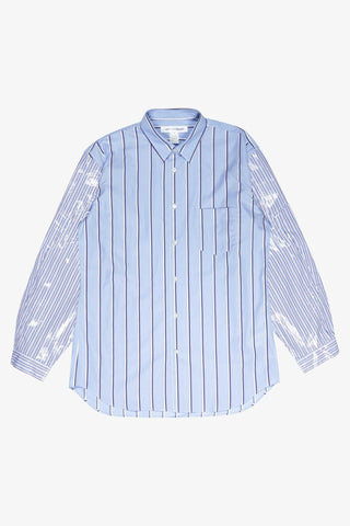 Coated Sleeves Striped Shirt