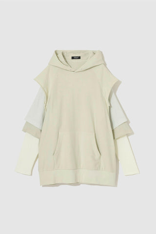 Layered-Sleeve Cotton Hoodie