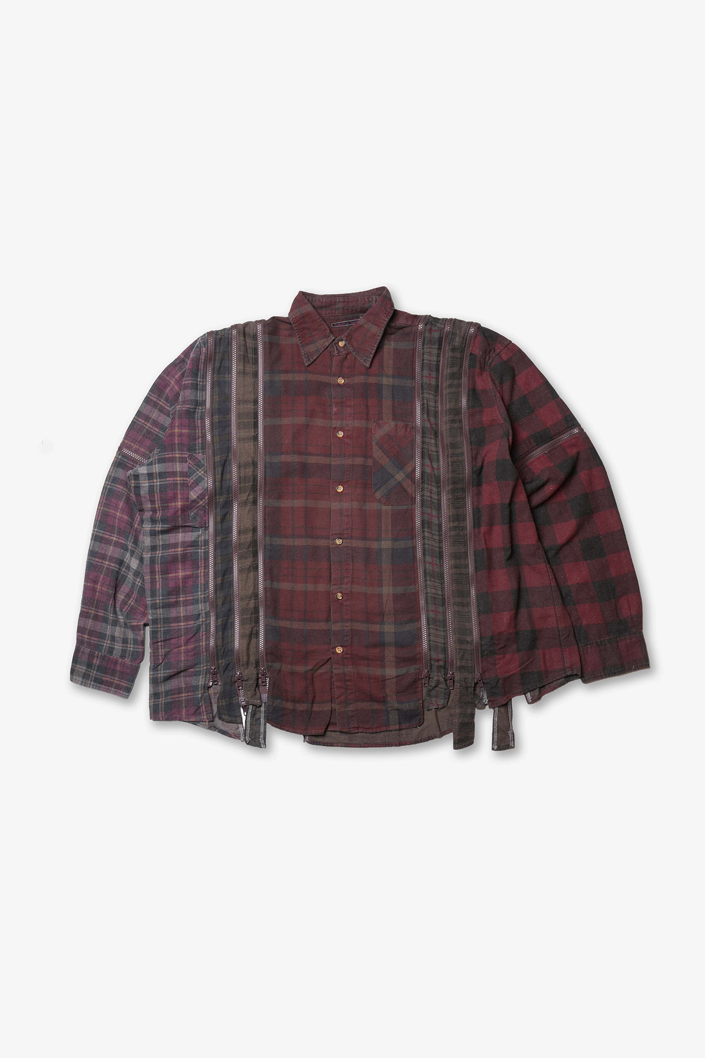 Zipped 7 Cuts Over Dyed Flannel Wide Shirt- Selectshop FRAME