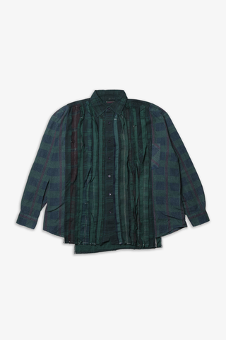 7 Cuts Over Dyed Flannel Wide Shirt