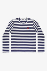 Selectshop FRAME - COMME DES GARCONS PLAY Double Heart Blue Stripes Longsleeve T-Shirt Dubai