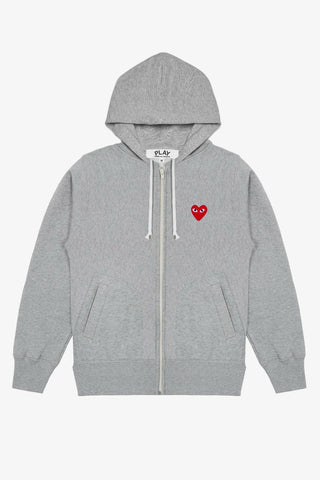 Red Heart Zip Hoodie with Heart Back (Grey)