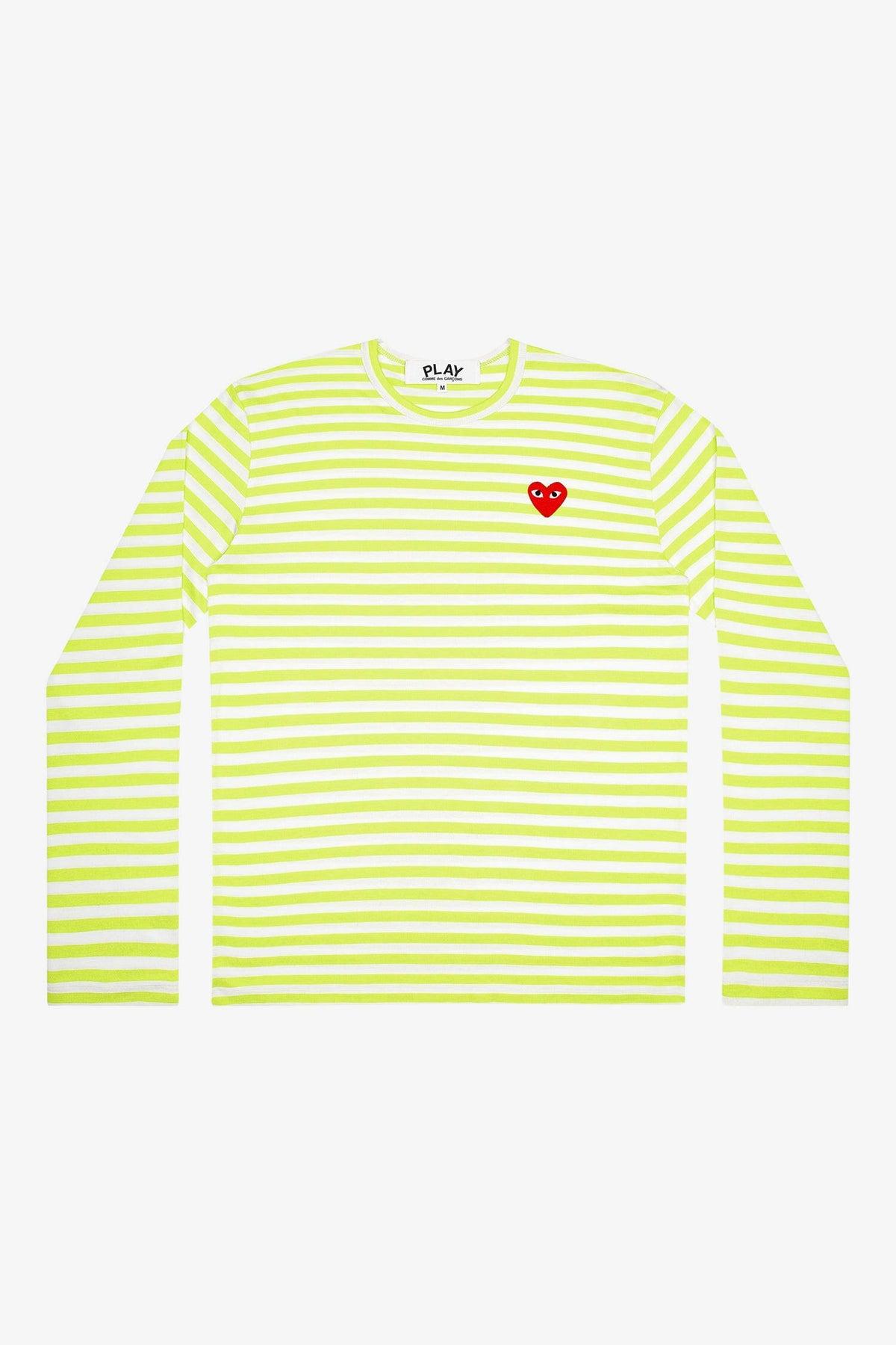 Selectshop FRAME - COMME DES GARCONS PLAY Red Heart Baby Light Green Stripes Longsleeve T-Shirts Dubai