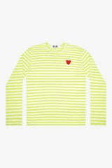 Selectshop FRAME - COMME DES GARCONS PLAY Red Heart Baby Light Green Stripes Longsleeve T-Shirts Dubai