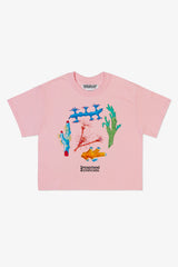 Selectshop FRAME - DREAMLAND SYNDICATE Coral Cropped Tee T-Shirts Dubai