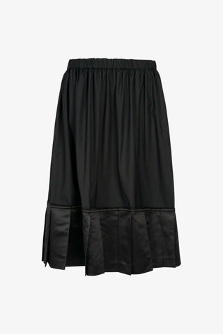 Pleated Hem Drawstring Wool Skirt