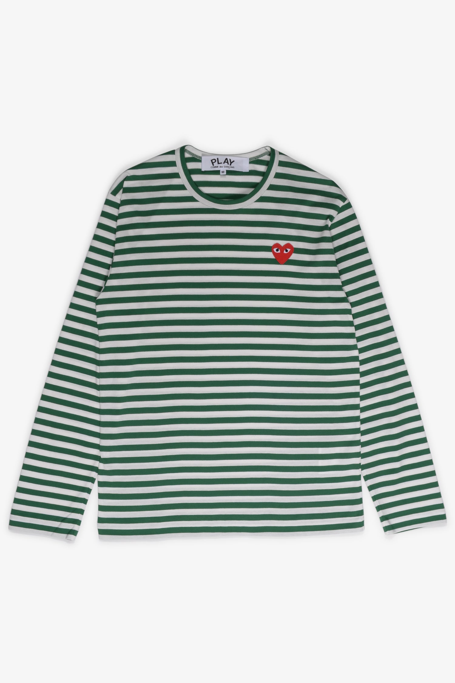 Selectshop FRAME - COMME DES GARCONS PLAY Red Heart Green Stripes Longsleeve T-Shirt Dubai
