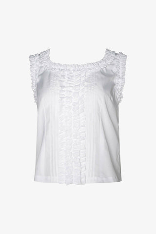 Ruffle-Detail Back-Button Blouse