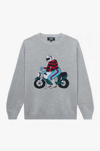 Moto Knit Sweater Bone