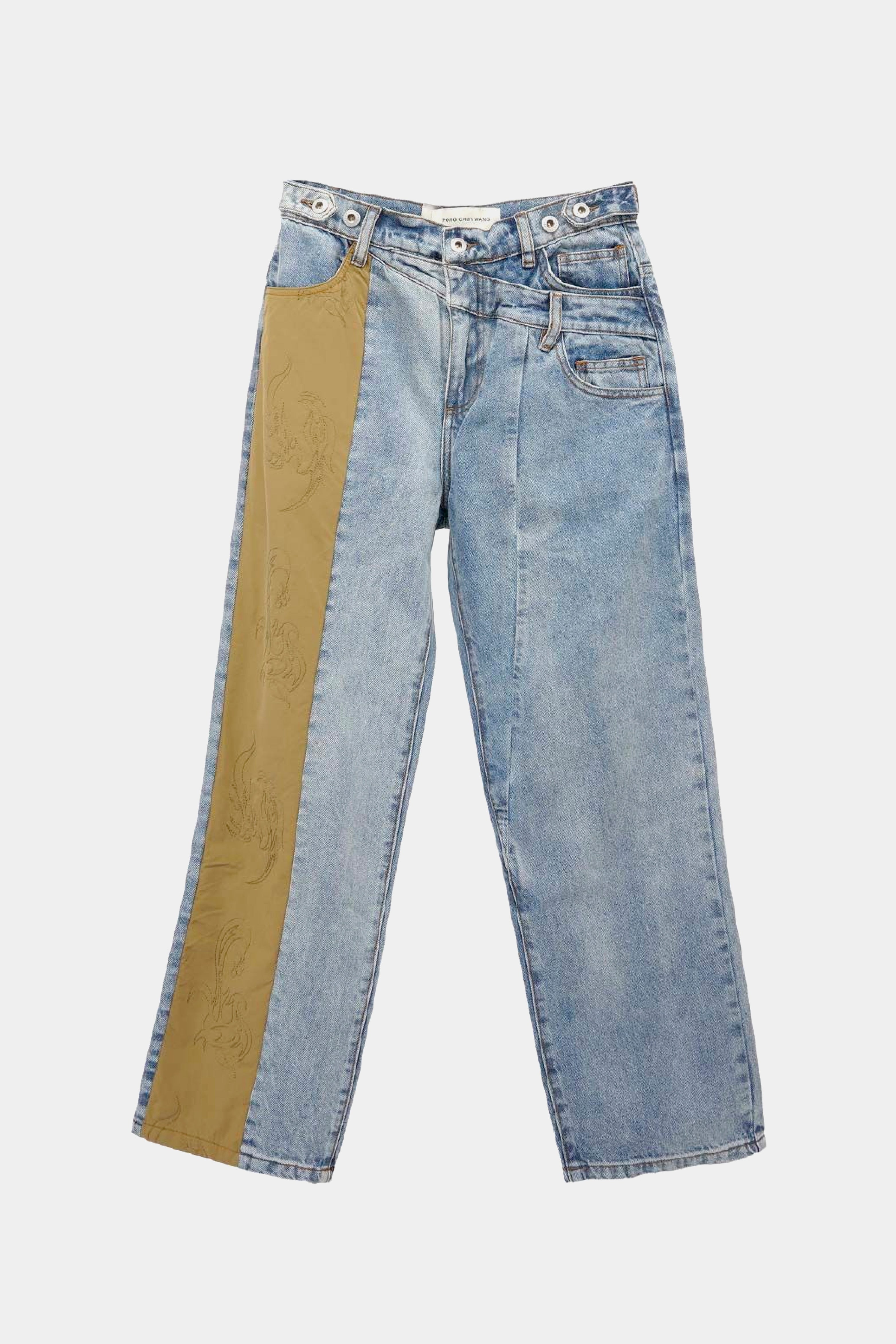 Selectshop FRAME - FENG CHEN WANG Phoenix Embroidery Panelled Jeans Bottoms Concept Store Dubai