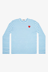Selectshop FRAME - COMME DES GARCONS PLAY Red Heart Baby Blue Stripes Longsleeve T-Shirts Dubai