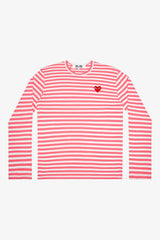 Selectshop FRAME - COMME DES GARCONS PLAY Red Heart Baby Pink Stripes Longsleeve T-Shirts Dubai