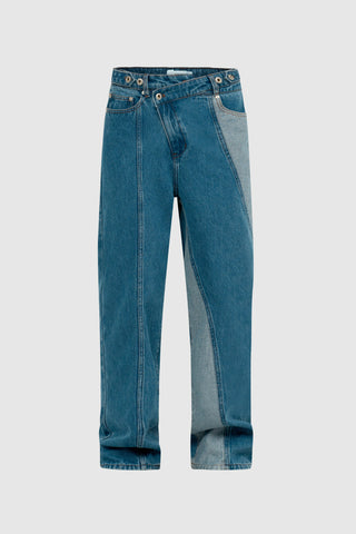 Denim Trouser With Irregular Waistband