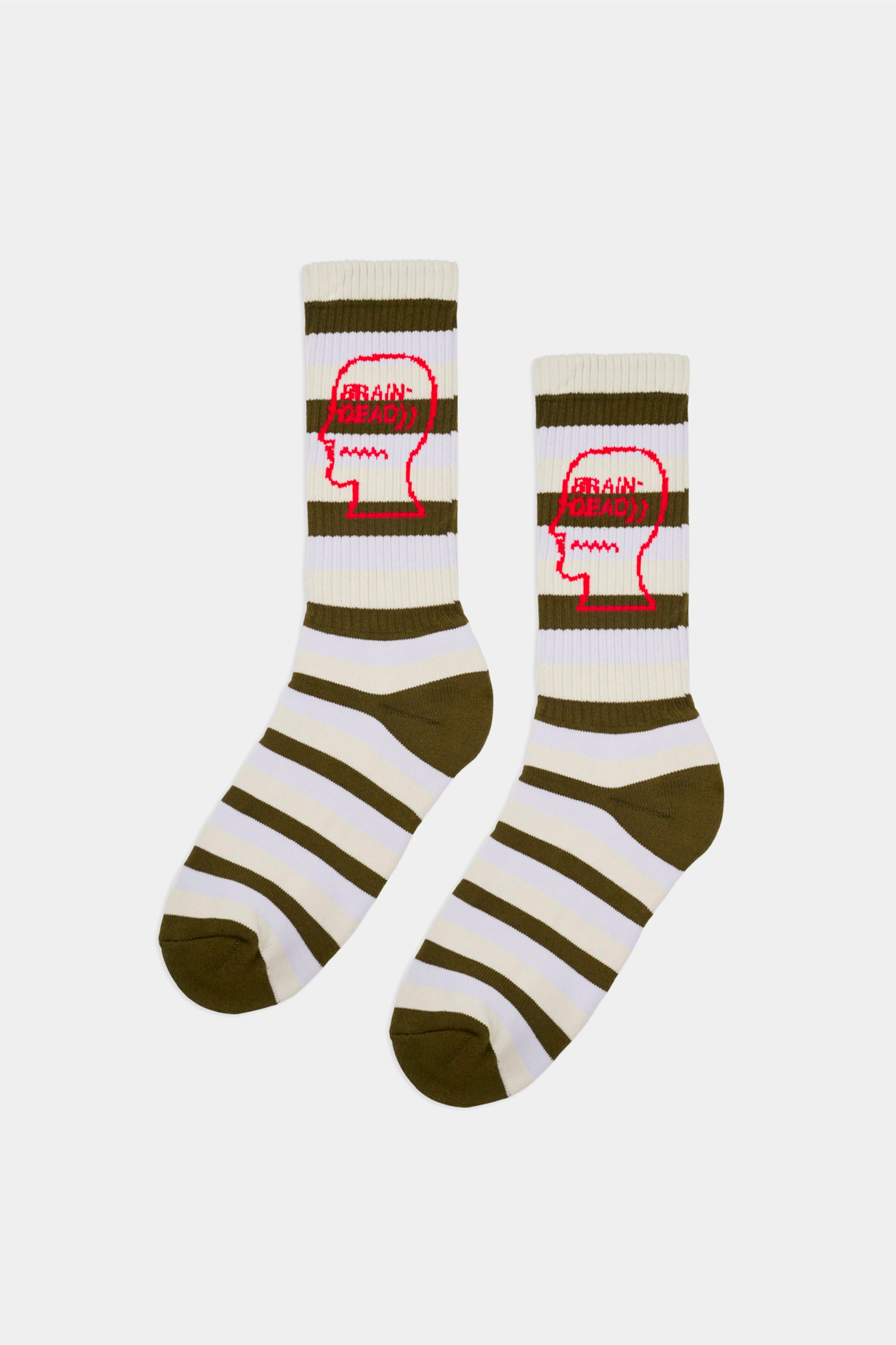Selectshop FRAME - BRAIN DEAD Striped Logo Head Socks All-Accessories Dubai