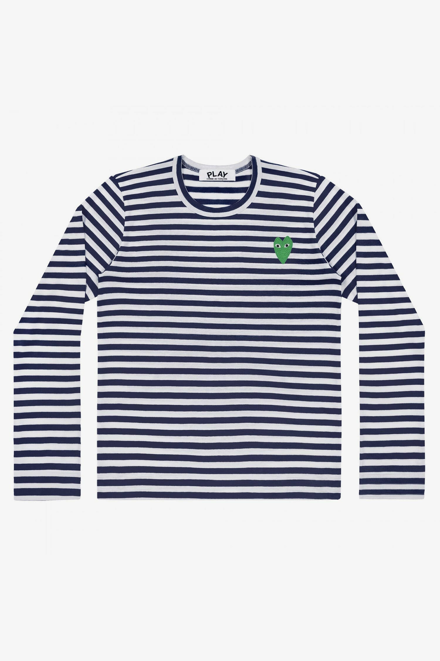 Selectshop FRAME - COMME DES GARCONS PLAY Green Heart Blue Stripes Longsleeve T-Shirt Dubai