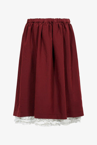 Poplin Ruffle-Trim Twill Skirt