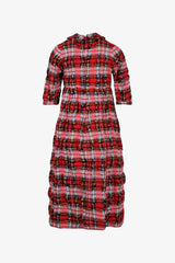 Selectshop FRAME - COMME DES GARÇONS GIRL Crinkled Wool Tartan Long Sleeve Dress Dresses Dubai