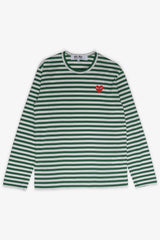 Selectshop FRAME - COMME DES GARCONS PLAY Red Heart Green Stripes Longsleeve T-Shirt Dubai