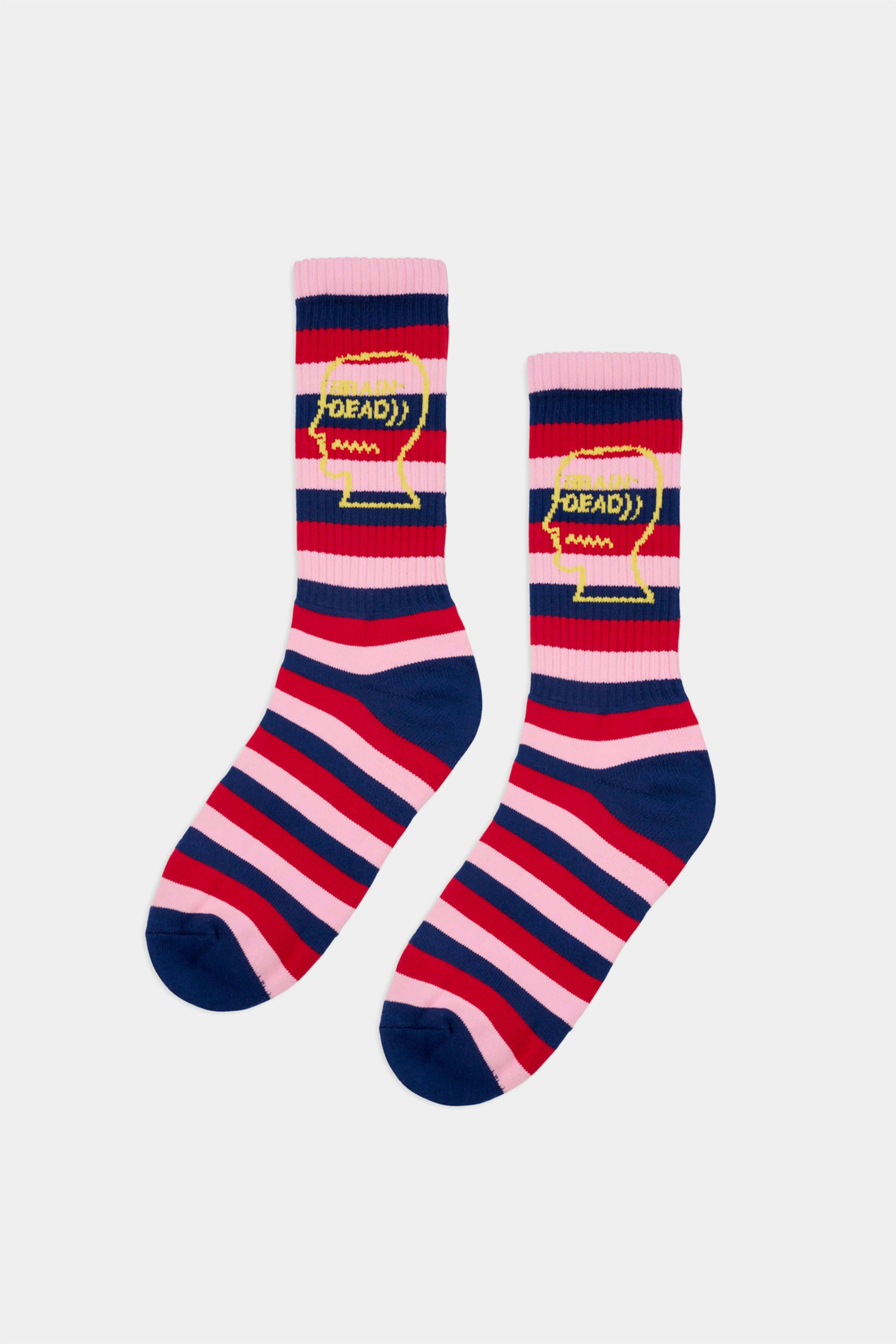 Selectshop FRAME - BRAIN DEAD Striped Logo Head Socks All-Accessories Dubai