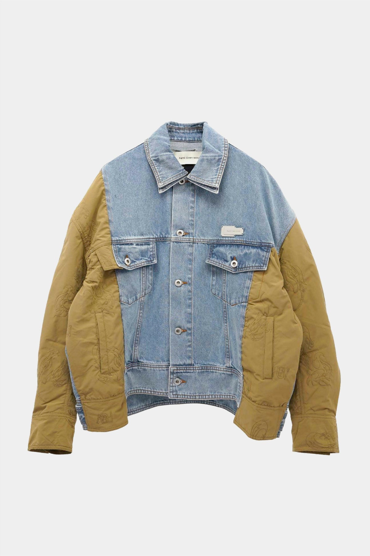 Selectshop FRAME - FENG CHEN WANG Deconstructed Vintage Wash Denim Jacket Outerwear Dubai