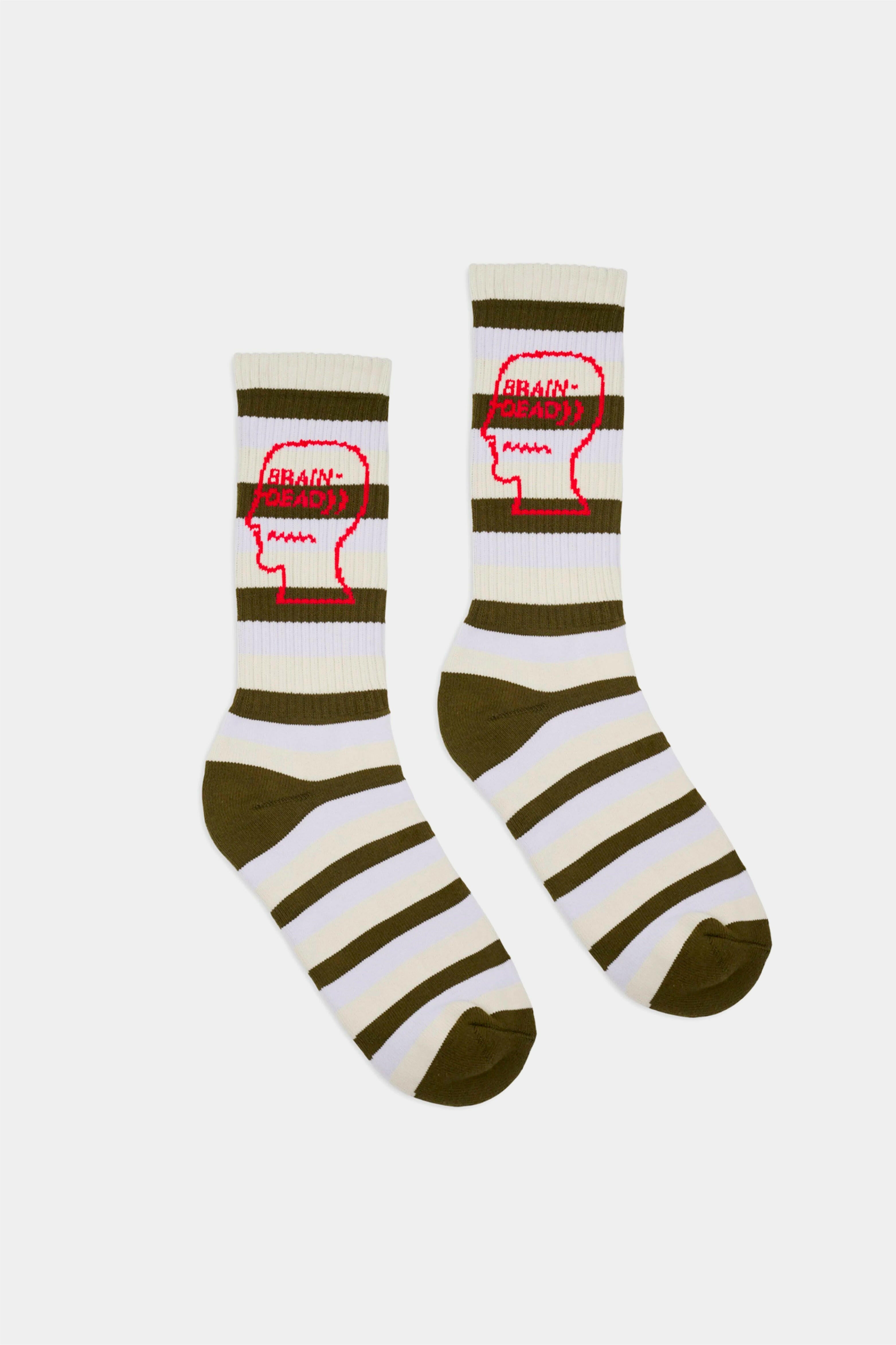 Selectshop FRAME - BRAIN DEAD Striped Logo Head Socks All-Accessories Dubai