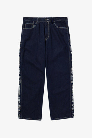 Handle With Care Denim Pants Bold Stitched