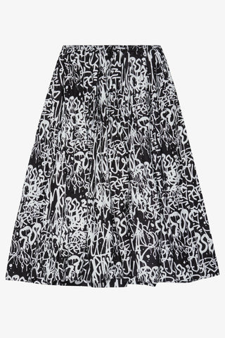 Graffiti Print High Waist Skirt