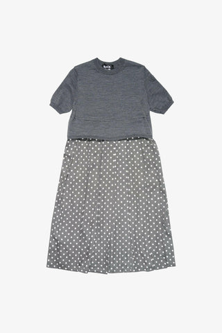 Worsted Wool Polka Dot Short Sleeve Knit Dress