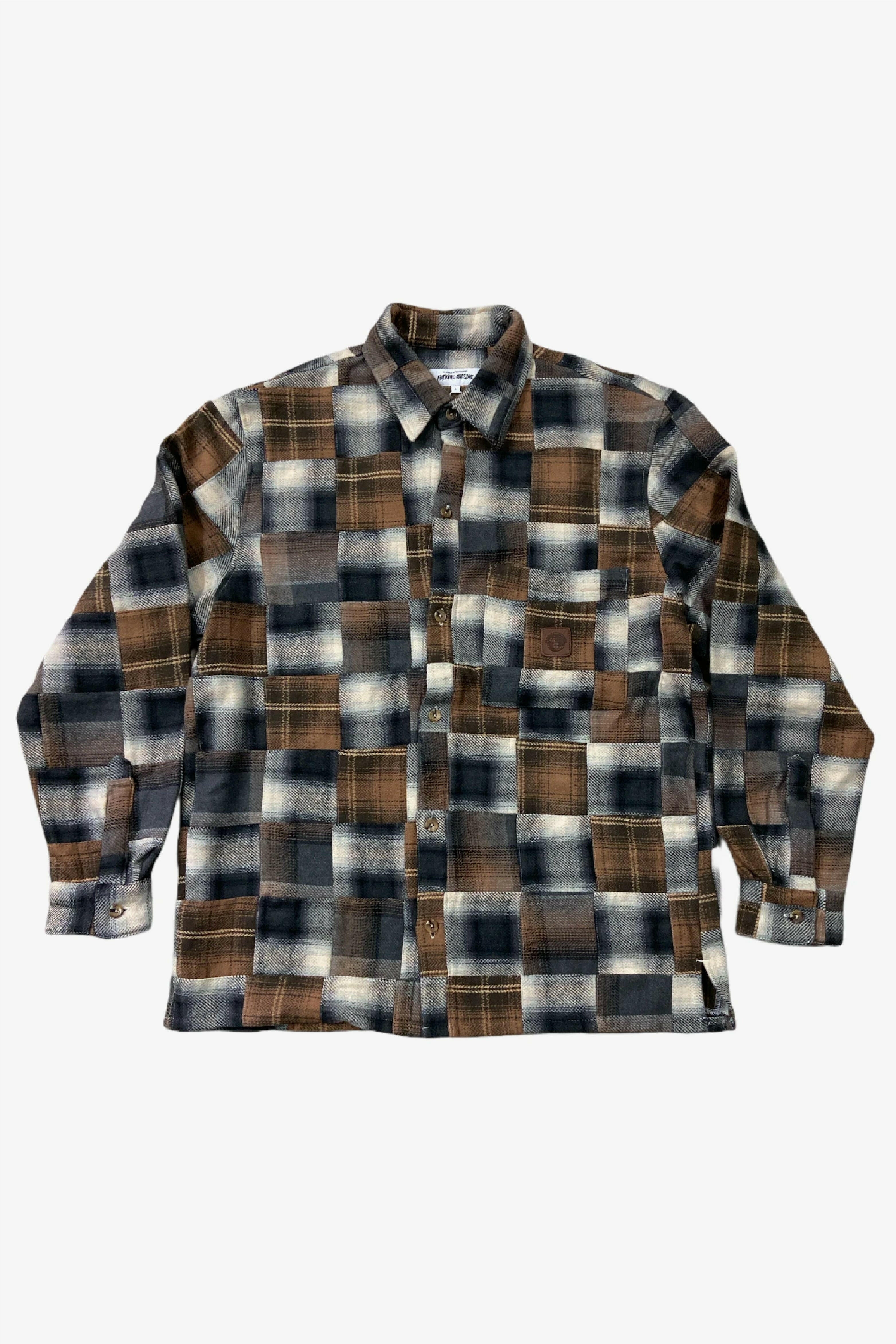 Selectshop FRAME - FUCKING AWESOME Patchwork Long Sleeve Button Up Shirt Shirts Dubai