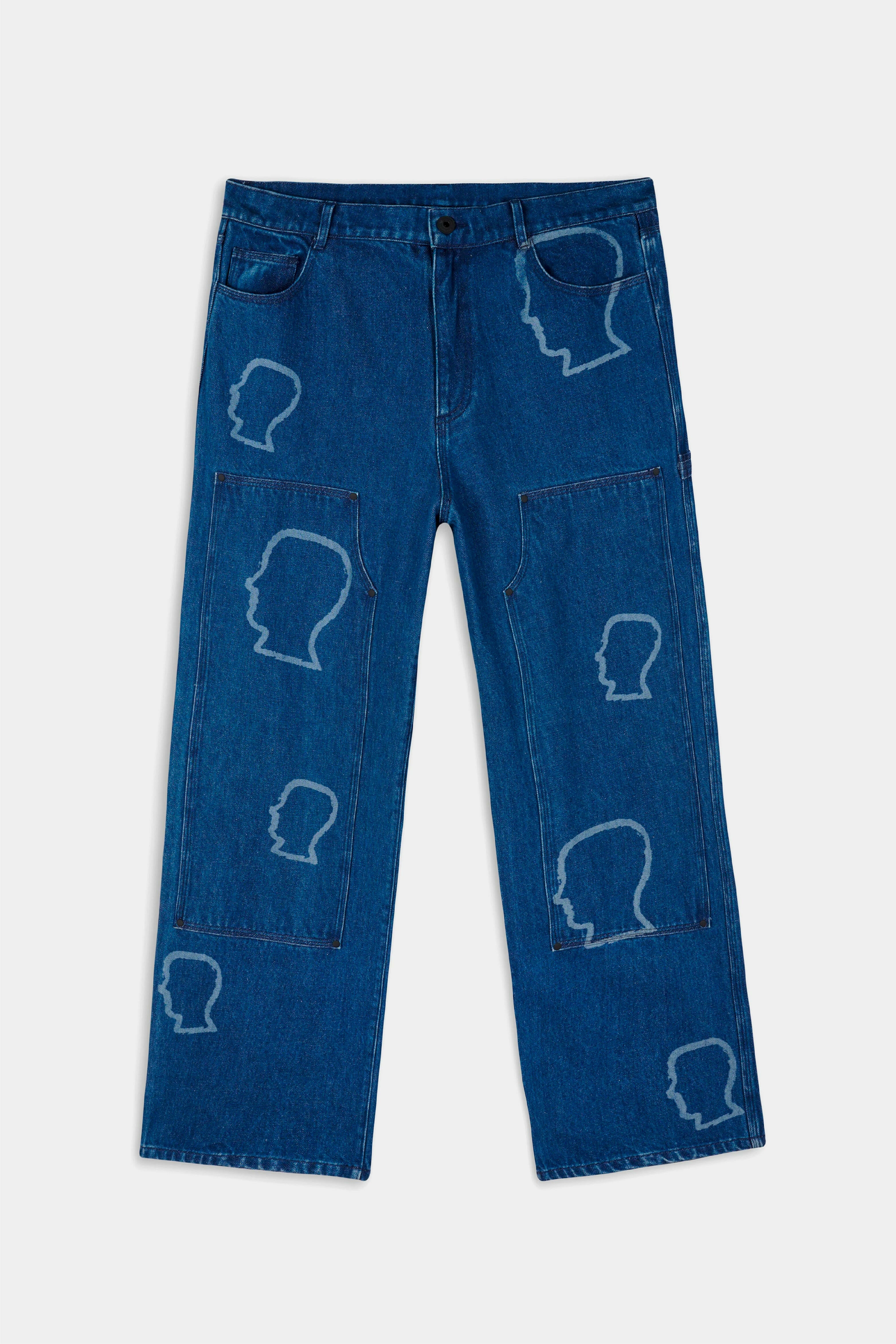 Selectshop FRAME - BRAIN DEAD Logohead Denim Double Knee Utility Pant Bottoms Dubai