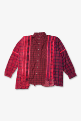 拉链 7 剪裁罩染法兰绒宽松衬衫- Zipped 7 Cuts Over Dyed Flannel Wide Shirt-Selectshop FRAME