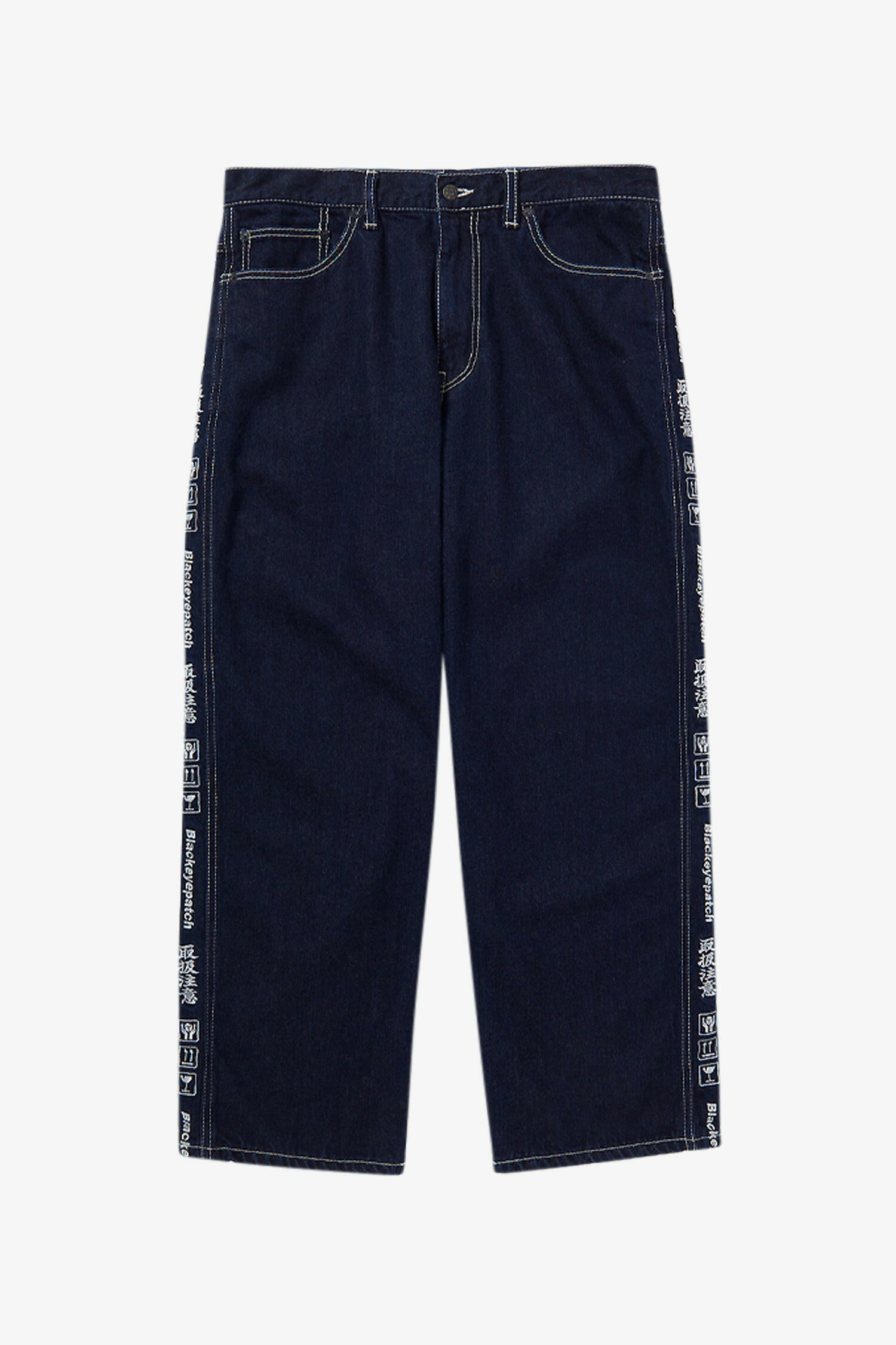 Selectshop FRAME - BLACKEYEPATCH Handle With Care Denim Pants Bold Stitched Bottoms Dubai