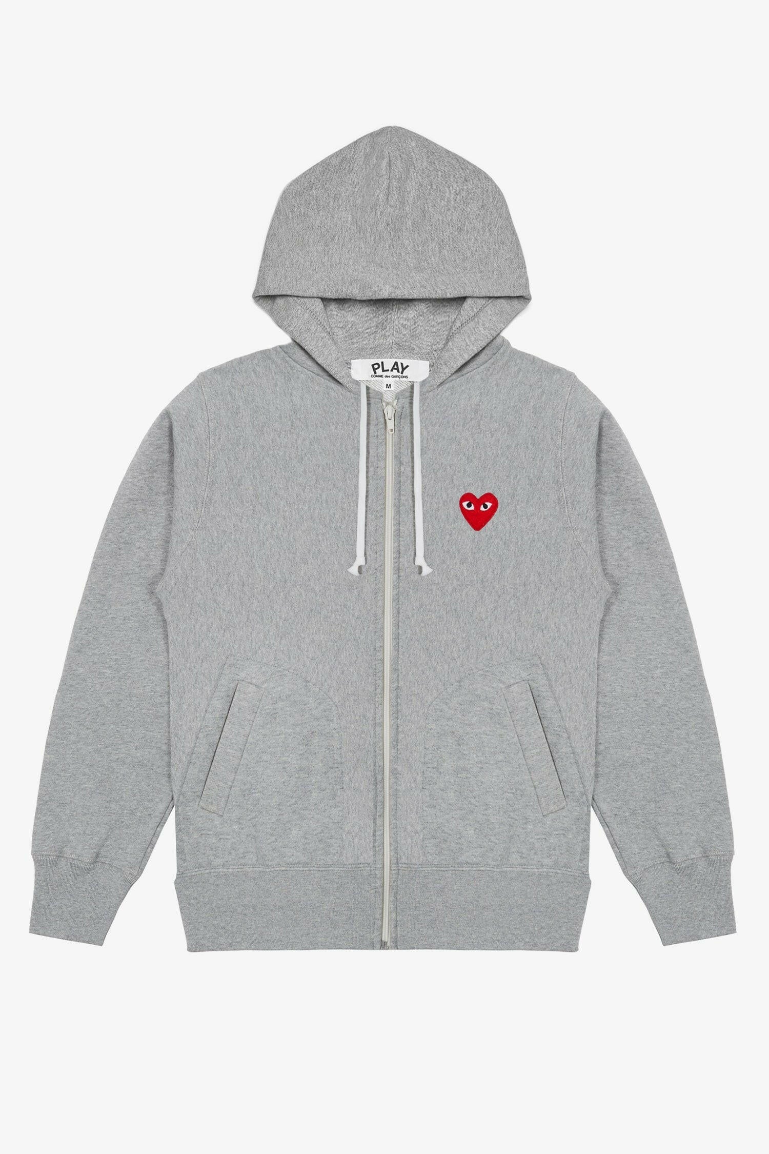 Selectshop FRAME -COMME DES GARCONS PLAY Red Heart Zip Hoodie with Heart Back (Grey) Hoodie Dubai