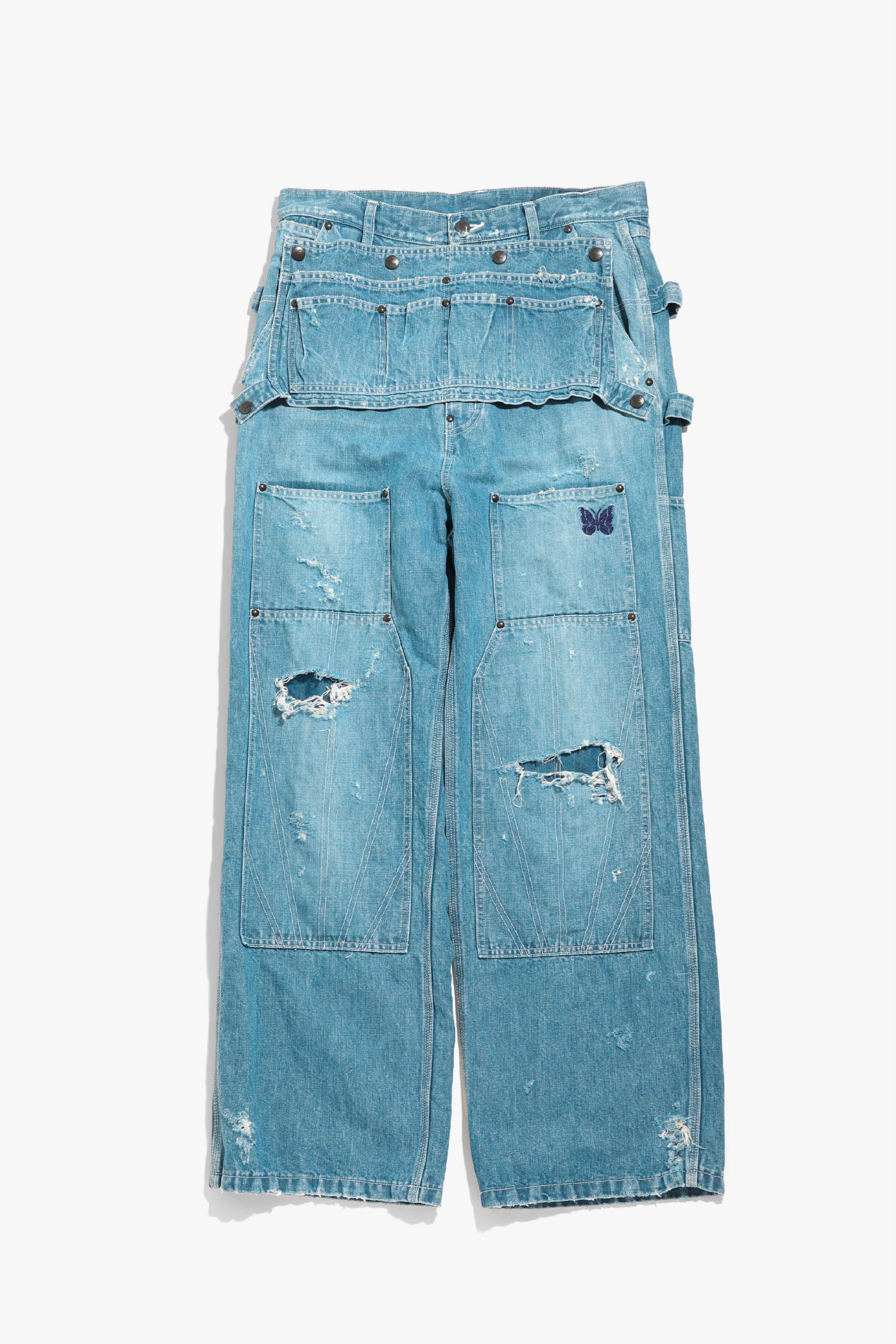 Selectshop FRAME - NEEDLES Apron Pant - 10oz C/L Denim /Distressed Bottoms Dubai