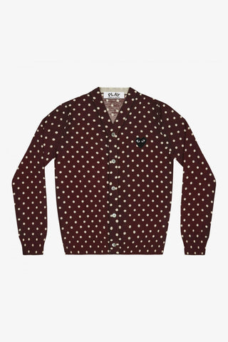 Polka Dot Men's Cardigan (Burgundy)