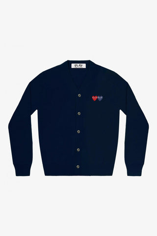 Double Heart Men's Cardigan (Navy)