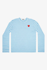 Selectshop FRAME - COMME DES GARCONS PLAY Red Heart Baby Blue Stripes Longsleeve T-Shirts Dubai