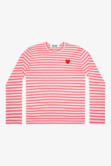 Selectshop FRAME - COMME DES GARCONS PLAY Red Heart Baby Pink Stripes Longsleeve T-Shirts Dubai